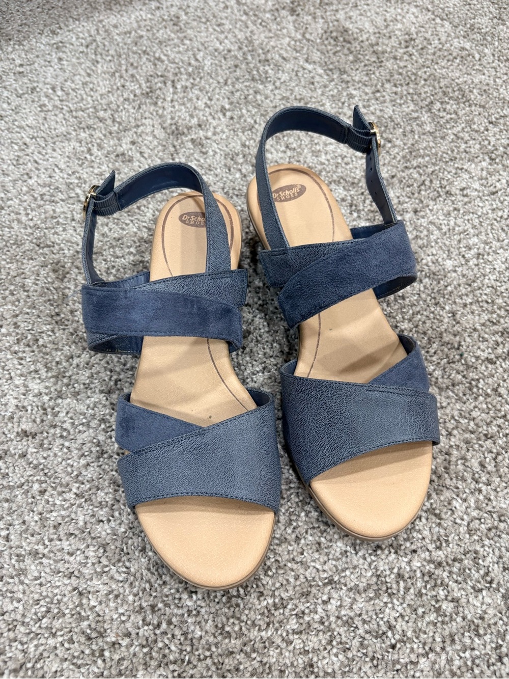 Dr Scholl’s Grace Women's Suede Strappy Wedge Sandal - Gray Blue - Picture 5 of 12